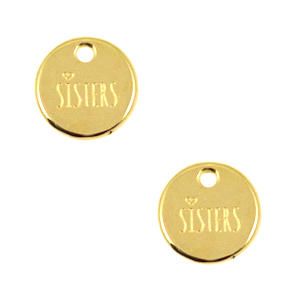 Anh&auml;nger Metall DQ 12mm "sisters" Gold (Nickelfrei)