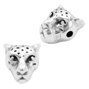 Perlen Metall DQ Leopardkopf Antik silber (Nickelfrei)