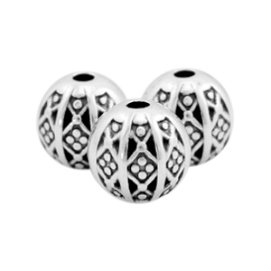 Perlen Metall DQ Ball Bohemian 8mm Antik silber (Nickelfrei)