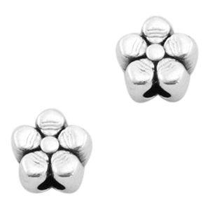 Perlen Metall DQ Blume 4mm Antik silber (Nickelfrei)