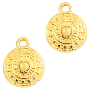 Anh&auml;nger Metall DQ rund 11x9mm Gold (nickelfrei)
