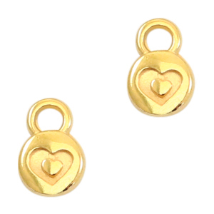 Anh&auml;nger Metall DQ 6mm Herz Gold (Nickelfrei)