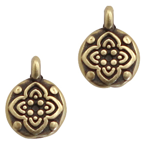 Anh&auml;nger Metall DQ mit Blume Antik bronze (Nickelfrei)