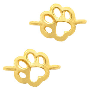 Anh&auml;nger Metall DQ Zwischenst&uuml;ck Hund Pfote Gold (Nickelfrei)