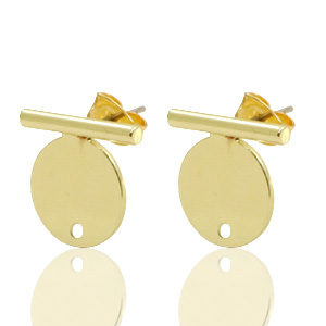 Zubeh&ouml;r Metall DQ Earpin Bar mit Zirkel 20x14mm Gold (nickelfrei)