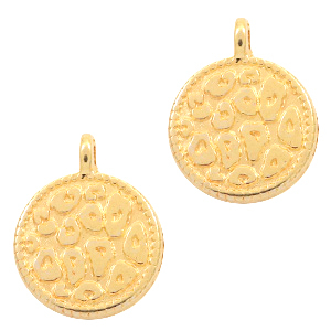 Anh&auml;nger Metall DQ Leopardenmuster 12mm Gold (Nickelfrei)