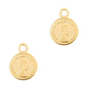 Anh&auml;nger Metall DQ M&uuml;nze 8mm Gold (Nickelfrei)