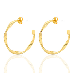 Zubeh&ouml;r Metall DQ Creolen 32mm Twist Gold (Nickelfrei)