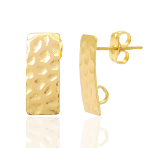 Zubeh&ouml;r Metall DQ Earpin Rechteck mit &Ouml;se Gold (Nickelfrei)