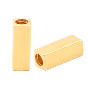 Perlen Metall DQ Tube Rechteck Gold (Nickelfrei)