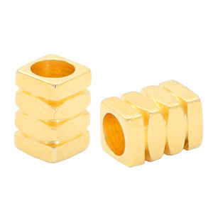 Perlen Metall DQ Tube quadruple Gold (Nickelfrei)