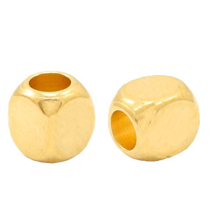 Perlen Metall DQ cube Gold (Nickelfrei)