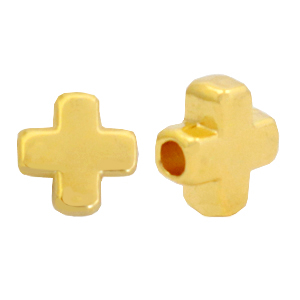 Perlen Metall DQ Cross Gold (Nickelfrei)