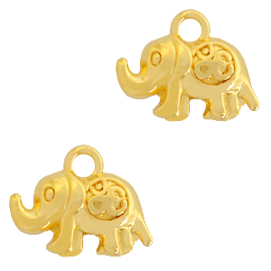 Anh&auml;nger Metall DQ Elephant & Ohm Gold (Nickelfrei)