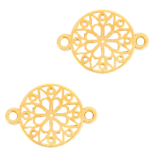 Anh&auml;nger Metall DQ Zwischenst&uuml;ck Blume rund 15mm Gold (Nickelfrei)