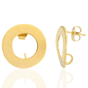 Stainless Steel - Rostfrei Stahl Ohrringe / Ohrstecker 18mm mit &Ouml;se Gold
