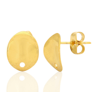 Stainless Steel - Rostfrei Stahl Ohrringe / Ohrstecker oval mit &Ouml;se Gold