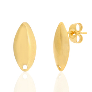 Stainless Steel - Rostfrei Stahl Ohrringe / Ohrstecker oval mit &Ouml;se Gold