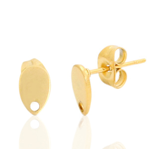 Stainless Steel - Rostfrei Stahl Ohrringe/Ohrstecker Tropfen mit &Ouml;se Gold