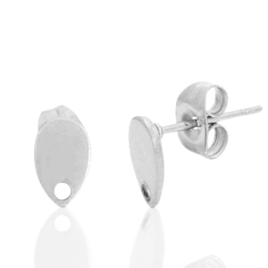 Stainless Steel - Rostfrei Stahl Ohrringe/Ohrstecker Tropfen mit &Ouml;se Silber