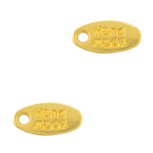 Anh&auml;nger Metall DQ Tag "handmade" Gold (Nickelfrei)