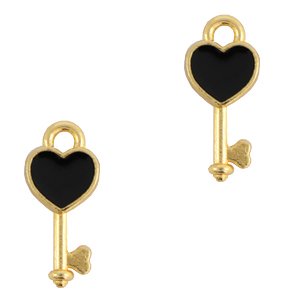 Anh&auml;nger Metall DQ Key Gold-schwarz (Nickelfrei)