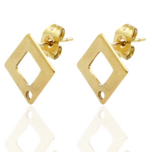 Stainless Steel - Rostfrei Stahl Ohrringe Rhombus Gold