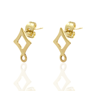 Stainless Steel - Rostfrei Stahl Ohrringe Rhombus Gold