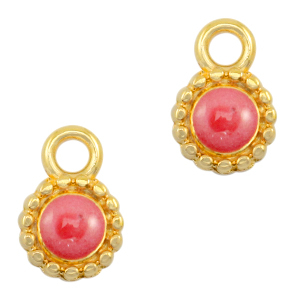 Anh&auml;nger Metall DQ Pearl coral pink-gold (Nickelfrei)