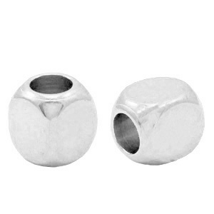 Perle Metall DQ Cube 3mm Antik silber (Nickelfrei)