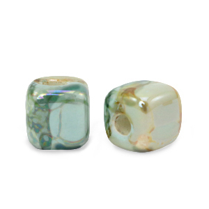 Perlen Griechische Keramik DQ Cubes 7mm Turquoise