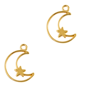 Anh&auml;nger Metall DQ Mond und Stern Gold (Nickelfrei)