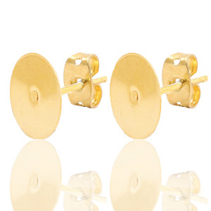 Zubeh&ouml;r Metall DQ Ohrstecker 10mm Gold (Nickelfrei)
