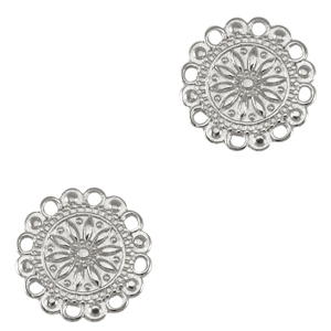 Metall Anh&auml;nger DQ Zwischenst&uuml;ck flower Antik silber (Nickelfrei)