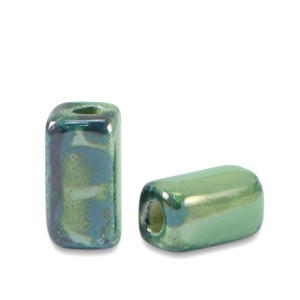 Perlen Griechische Keramik DQ Tubes Nile green-black
