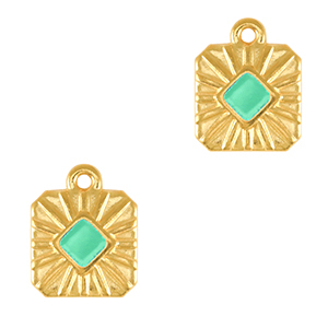 Anh&auml;nger Metall DQ Square Gold-veraman blue (nikkelvrij)