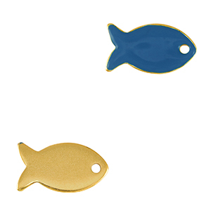 Anh&auml;nger Metall DQ Fish Gold-cerulean blue (nikkelvrij)