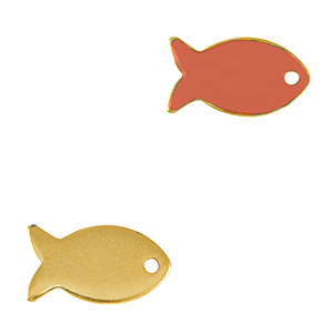 Anh&auml;nger Metall DQ Fish Gold-coral red (nikkelvrij)