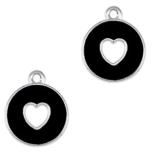 Anh&auml;nger Metall DQ Heart Antik silber-black (Nickelfrei)