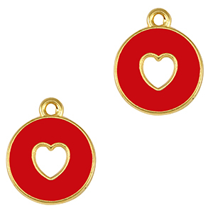 Anh&auml;nger Metall DQ Heart Gold-red (nikkelvrij)