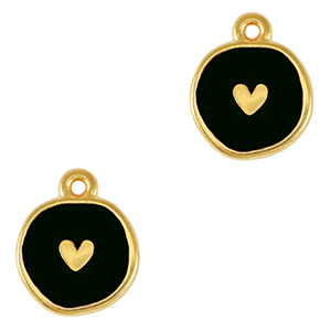 Anh&auml;nger Metall DQ Heart Gold-black (Nickelfrei)