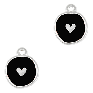 Anh&auml;nger Metall DQ Heart Antik silber-black (Nickelfrei)