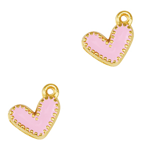 Anh&auml;nger Metall DQ Heart Gold-lilac rose (nikkelvrij)