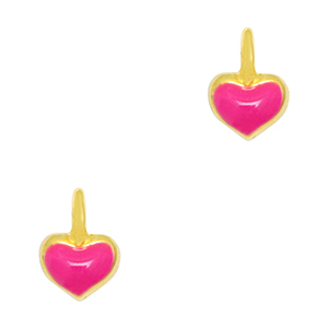 Anh&auml;nger Metall DQ Heart Gold-neon fuchsia pink (Nickelfrei)