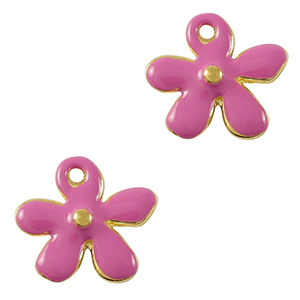 Anh&auml;nger Metall DQ Flower Gold-magenta pink (Nickelfrei)
