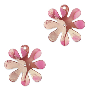 Statement-Anh&auml;nger Flower 25mm Magenta marble