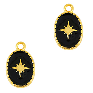 Anh&auml;nger Metall DQ Star Gold-schwarz (Nickelfrei)