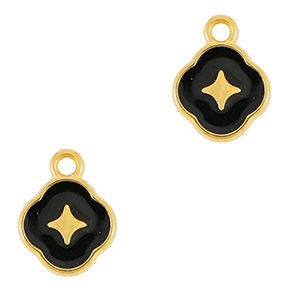 Anh&auml;nger Metall DQ Star Gold-schwarz (Nickelfrei)
