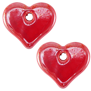 Perlen Griechische Keramik DQ Heart Bonfire red