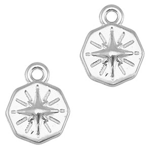 Anh&auml;nger Metall DQ Round Star Antik silber (Nickelfrei)